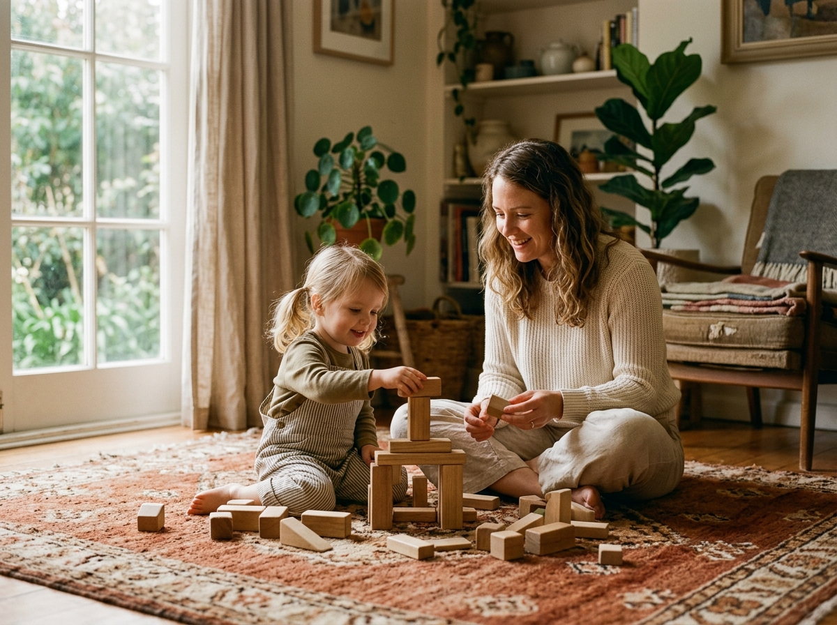 Mutter und Kind im harmonischen Moment daheim